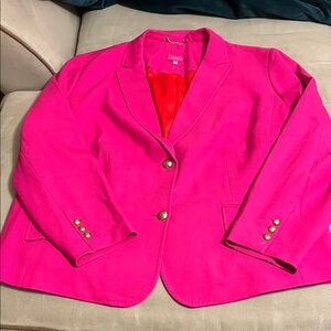Talbots Vibrant Pink Blazer with Gold Buttons